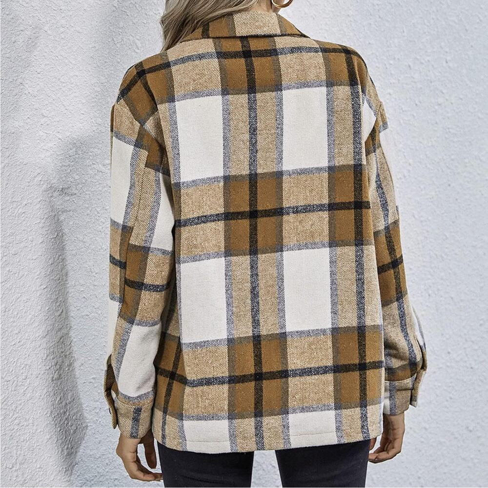NWT Amazon Automet Plaid Flannel Button Down Fall Shirt Jacket Shacket Large - Picture 2 of 14